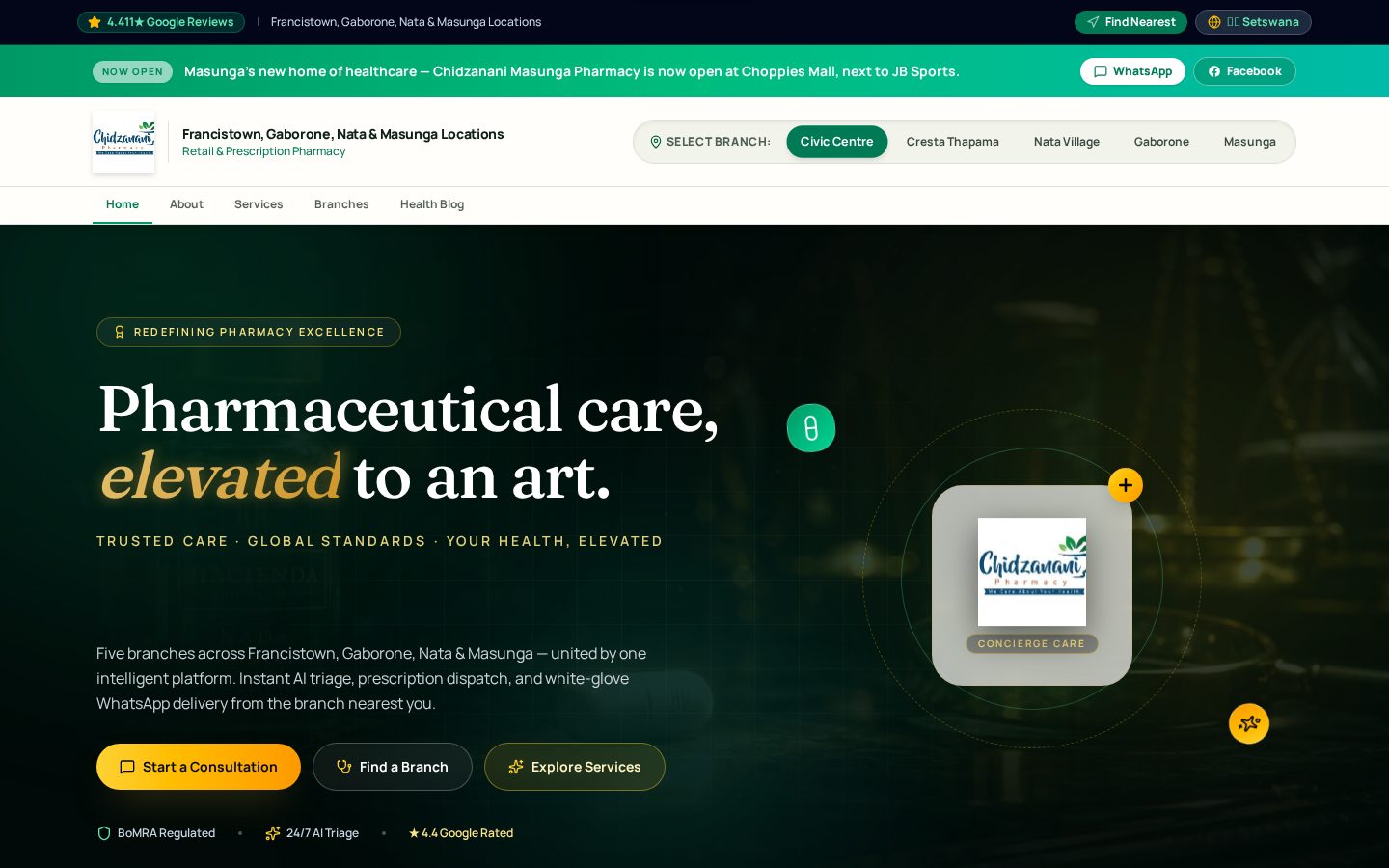 Chidzanani Pharmacy corporate website preview